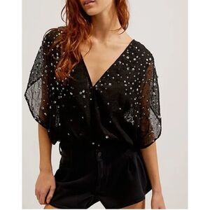 NEW Free People Intimately Black Summer Shine Bodysuit, Size S New w/Tag